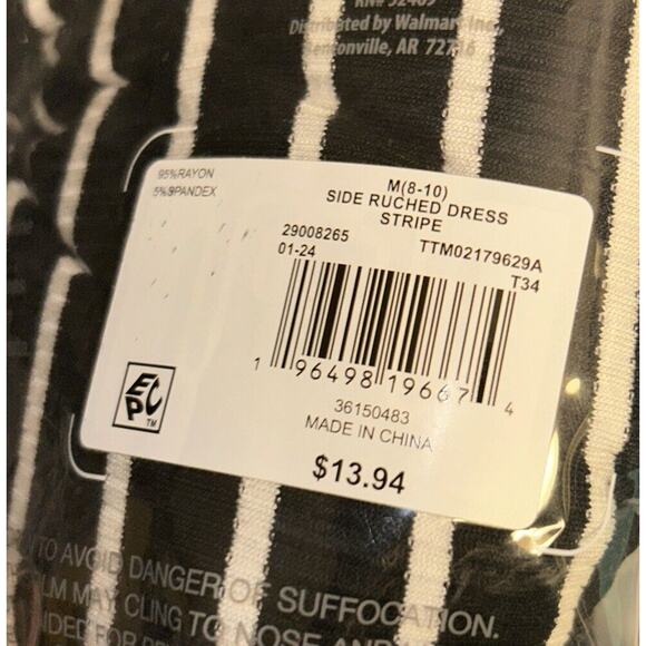 Time and Tru Maternity Short Sleeve Striped Dress Size M Scoop Neck Side Ruching - Picture 5 of 5